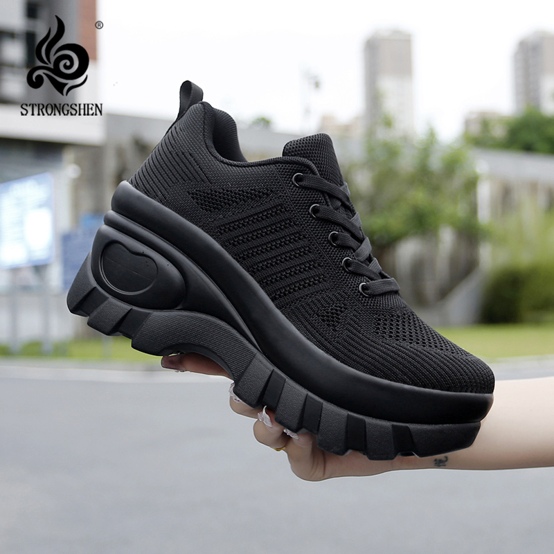 Women Shoes Qc - STRONGSHEN 여성용 플랫폼 트레이너 스니커즈, 8cm