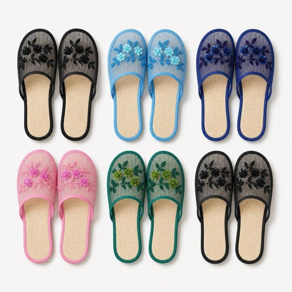 Women'S Shoes For Flat Feet - 캐주얼 플라워 자수 메쉬 샌들 부드러운
