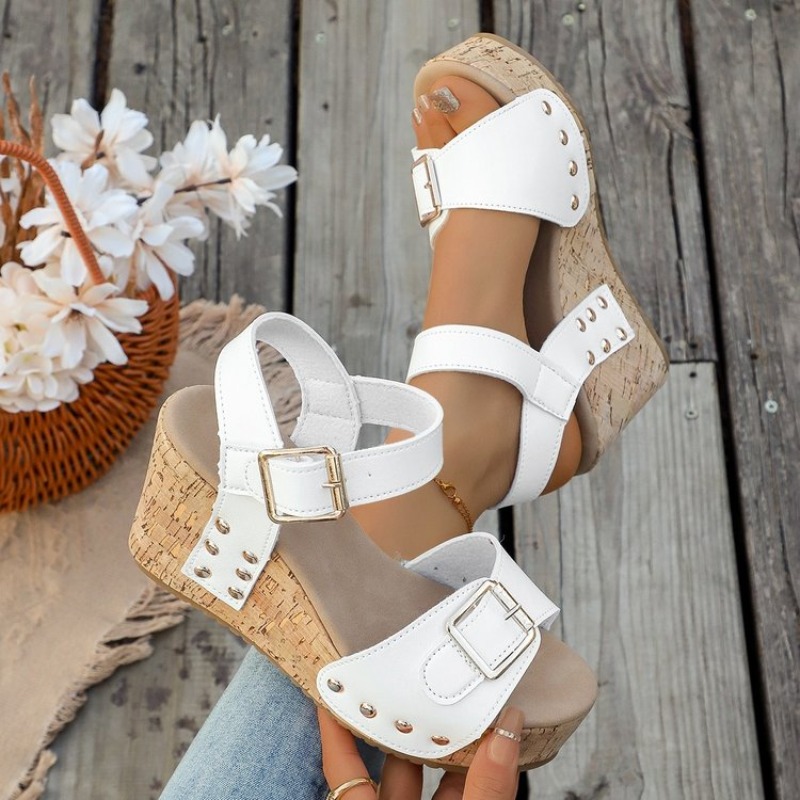 Cork Wedge Sandal - 여성 여름 웨지 샌들 플랫폼 하이힐