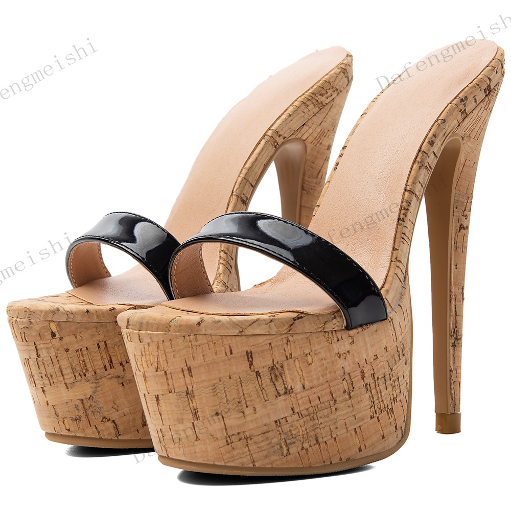 Cork Wedge Sandal - 여성 오픈토 플랫폼 뮬 샌들 얇은