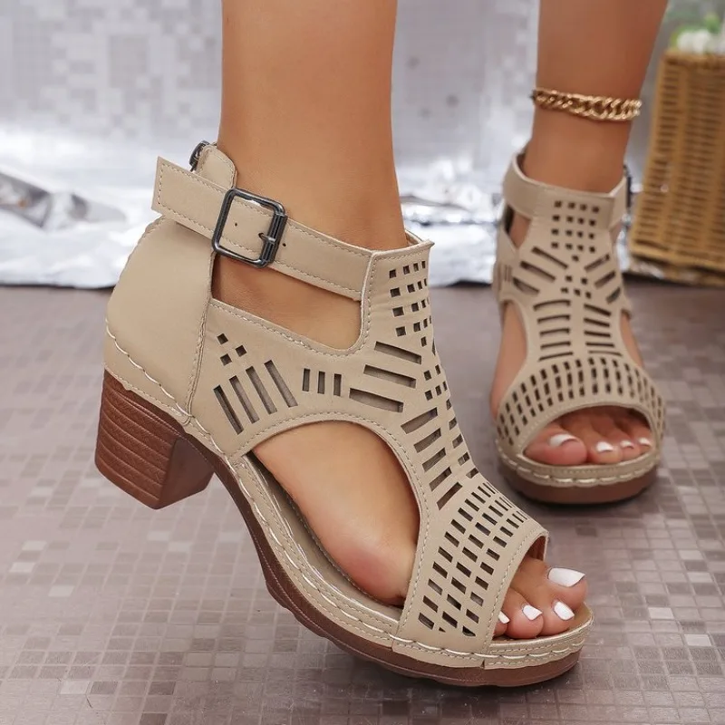 Cork Wedge Sandal - 로마 스타일 여성용 샌들 통기성이 좋고