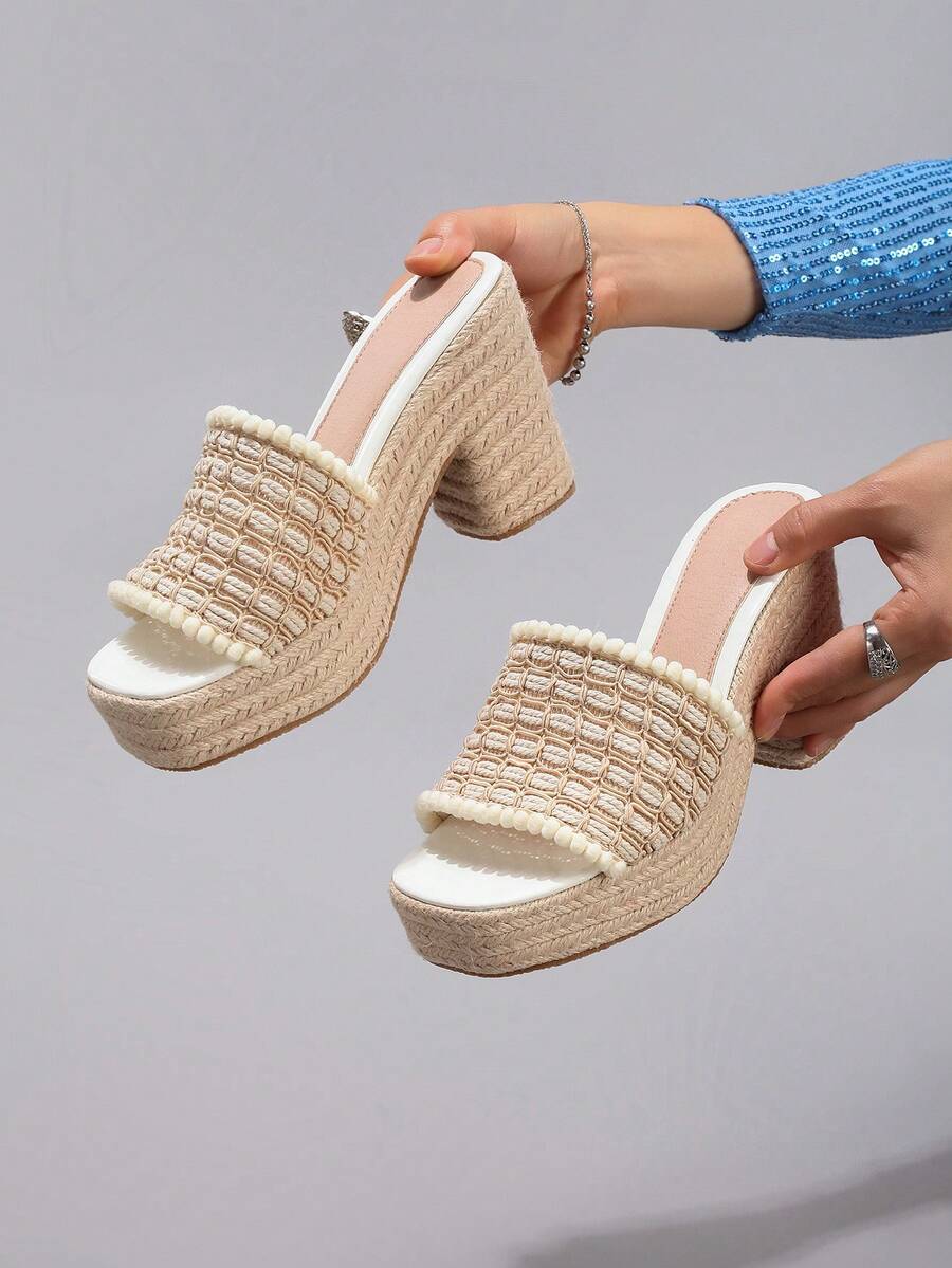 여성용 로프 플랫폼 웨지 샌들, 우븐 스트랩 오픈 토  - Cork Wedge Sandal 리뷰 및 가격
