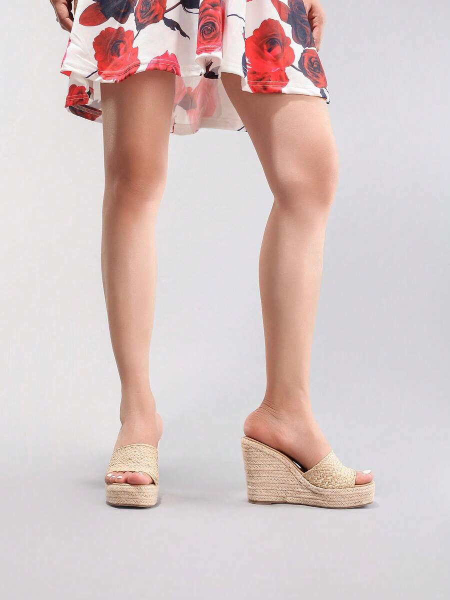 여성용 로프 플랫폼 웨지 샌들, 우븐 스트랩 오픈 토  - Cork Wedge Sandal 리뷰 및 가격