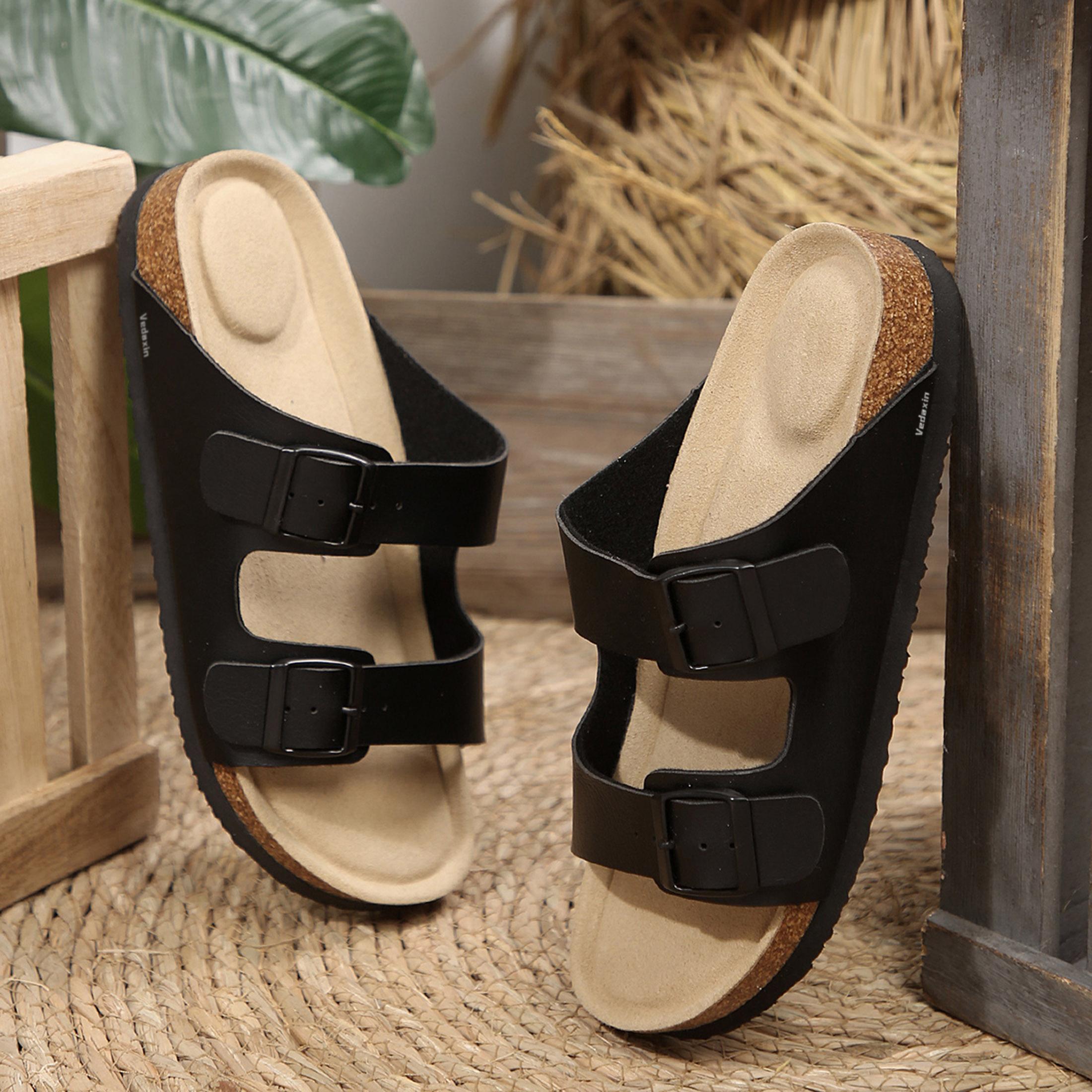 여성용 더블 버클 슬라이드 슬리퍼 코르크 풋베드 캐주얼 - Cork Wedge Sandal 리뷰 및 가격