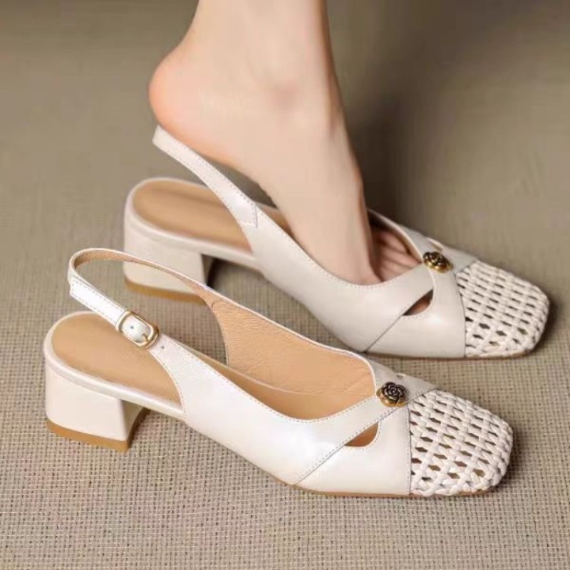 여성용 프렌치 스타일 클로즈드 토 샌들, 청키 힐, 다 - Women Shoes With Heels 리뷰 및 가격