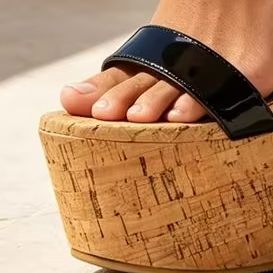 여성 오픈토 플랫폼 뮬 샌들 얇은 스트랩 인조 코르크  - Cork Wedge Sandal 리뷰 및 가격