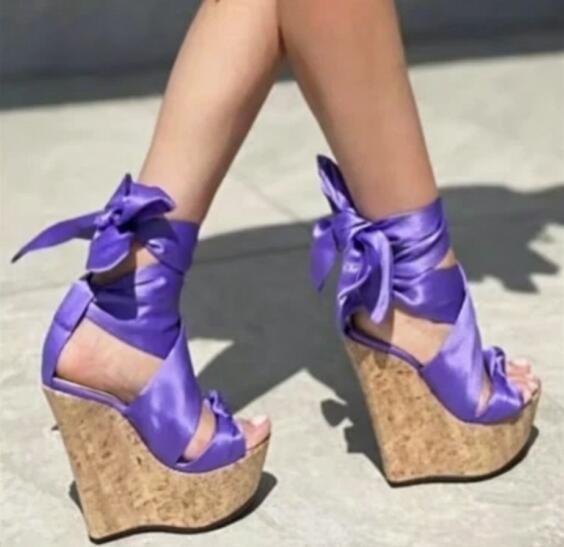 달콤한 핑크 화이트 플래드 실크 웨지 샌들 그린 옐로우 - Cork Wedge Sandal 리뷰 및 가격