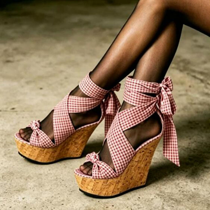 달콤한 핑크 화이트 플래드 실크 웨지 샌들 그린 옐로우 - Cork Wedge Sandal 리뷰 및 가격