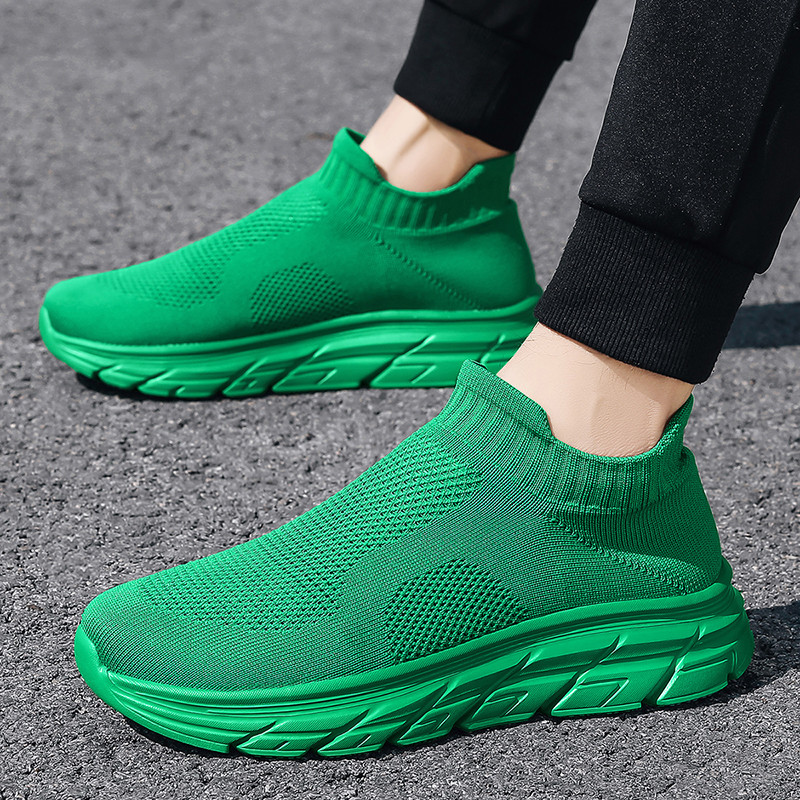 남성용 패션 녹색 양말 운동화, 통기성 슬립온 조깅화, - Women Shoes Qc 리뷰 및 가격