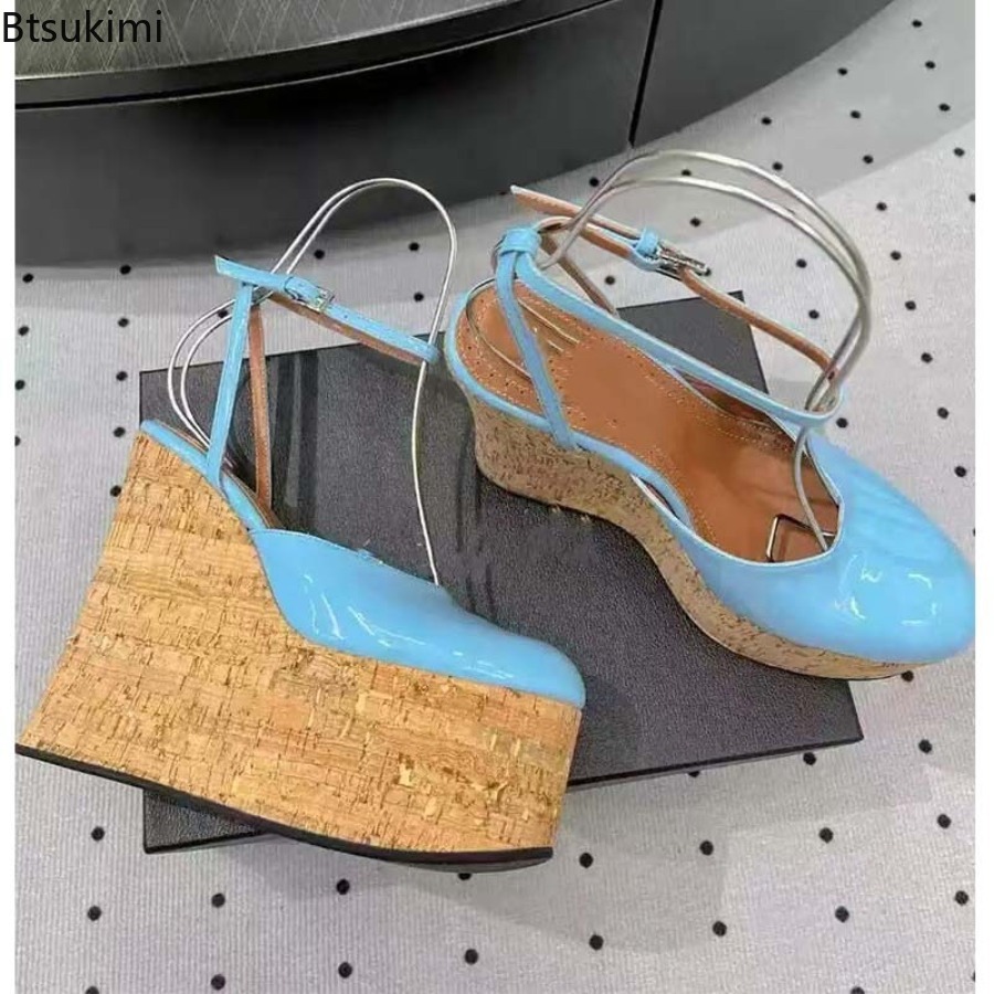 여성용 특허 가죽 웨지 샌들 발목 스트랩 코르크 플랫폼 - Cork Wedge Sandal 리뷰 및 가격