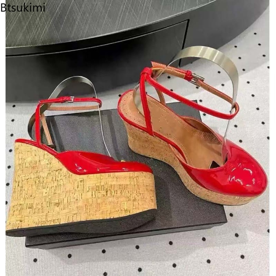 여성용 특허 가죽 웨지 샌들 발목 스트랩 코르크 플랫폼 - Cork Wedge Sandal 리뷰 및 가격