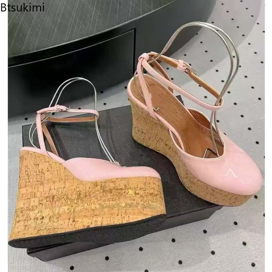여성용 특허 가죽 웨지 샌들 발목 스트랩 코르크 플랫폼 - Cork Wedge Sandal 리뷰 및 가격