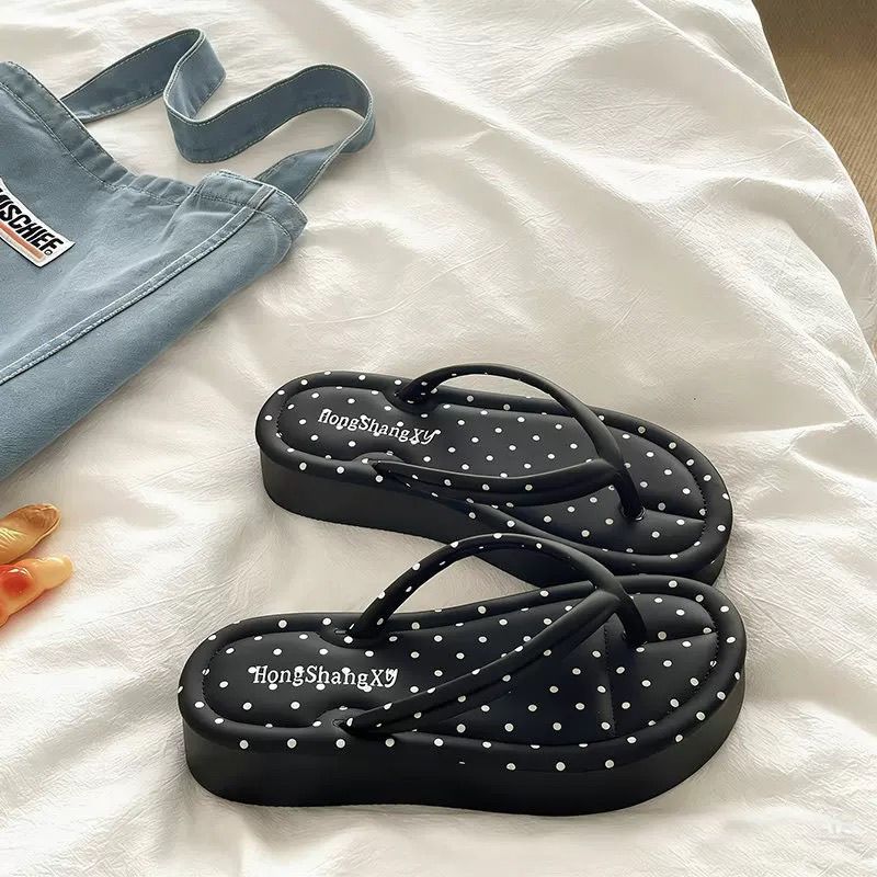 패션 폴카 도트 플랫폼 플립플랍 논슬립 통기성 좋은 쪼 - Cork Wedge Sandal 리뷰 및 가격